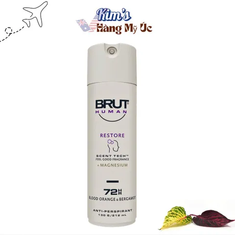 Xịt Khử Mùi Brut Human Uplifting 72Hr - Chống Mồ Hôi, Hương Quýt Tươi Mát, Bảo Vệ 72 Giờ, Chăm Sóc Cá Nhân Cao Cấp