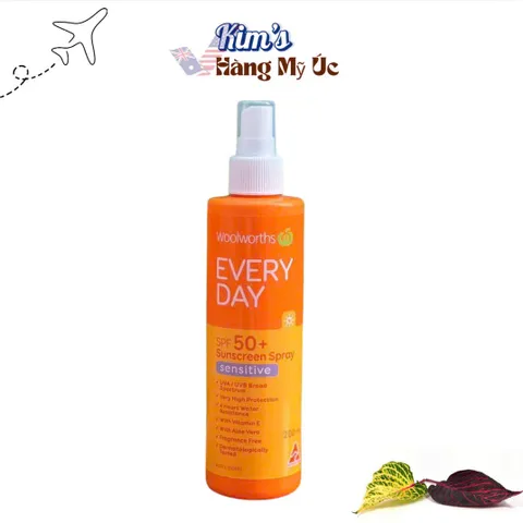 Xịt Chống Nắng Woolworths SPF 50+ 200ml - Bảo Vệ Da Khỏi UVA/UVB, Chống Nước, Phù Hợp Mọi Loại Da, Sử Dụng Hàng Ngày