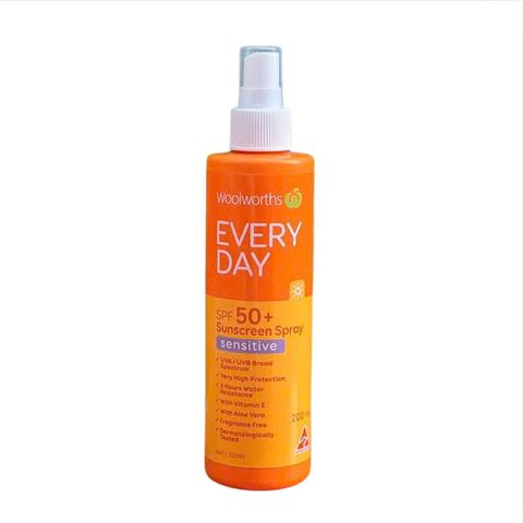 Xịt Chống Nắng Woolworths SPF 50+ 200ml - Bảo Vệ Da Khỏi Tia UV, Chống Nước và Mồ Hôi, Phù Hợp Cho Mọi Loại Da
