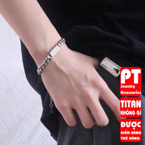 Lắc Tay Titan Cao Cấp Nam Nữ - Phụ Kiện Thời Trang Mạnh Mẽ, Bền Bỉ - Đeo Tay Chống Gỉ, Thiết Kế Đẳng Cấp, Màu Bạc