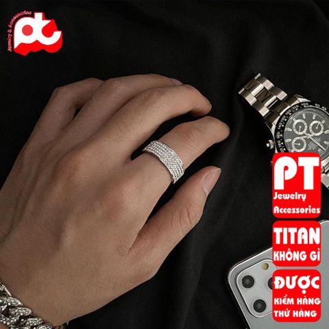 Nhẫn Titan Nam Nữ Cao Cấp - Phong Cách Đẳng Cấp, Chất Liệu Bền Đẹp, Đính Đá Lấp Lánh, Phụ Kiện Thời Trang Thép Không Gỉ