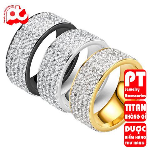 Nhẫn Titan Nam Nữ Cao Cấp - Phong Cách Đẳng Cấp, Chất Liệu Bền Đẹp, Đính Đá Lấp Lánh, Phụ Kiện Thời Trang Thép Không Gỉ