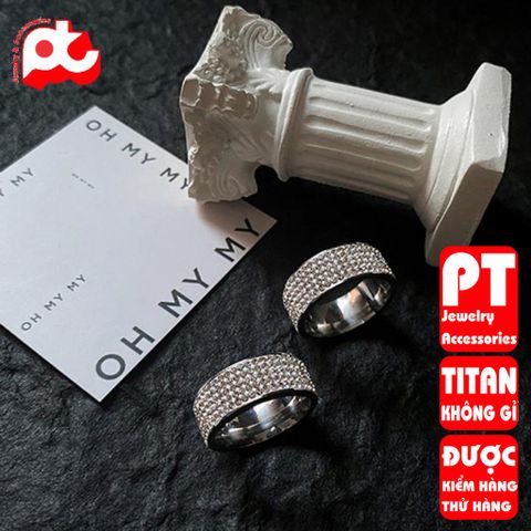 Nhẫn Titan Nam Nữ Cao Cấp - Phong Cách Đẳng Cấp, Chất Liệu Bền Đẹp, Đính Đá Lấp Lánh, Phụ Kiện Thời Trang Thép Không Gỉ