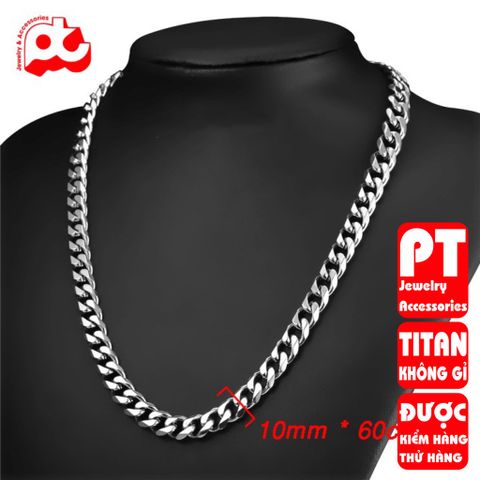 Dây Chuyền Nam Titan Cao Cấp Lặc Xéo - Phụ Kiện Thời Trang Nam Đẳng Cấp, An Toàn, Không Gỉ, Phong Cách Mạnh Mẽ 10mm