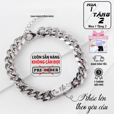Vòng tay đôi khắc tên theo yêu cầu - Trang sức nam nữ tặng cho bạn trai, bạn gái, quà tặng tình yêu độc đáo 400336