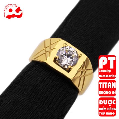 Nhẫn nam titan thép không gỉ inox cao cấp thời trang sọc xéo đính xoàn PTNNA237 400358