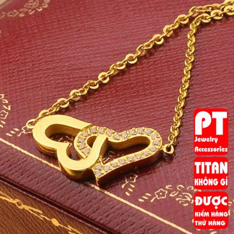 Dây chuyền titan 2 trái tim cao cấp thời trang trangsucpt 400389