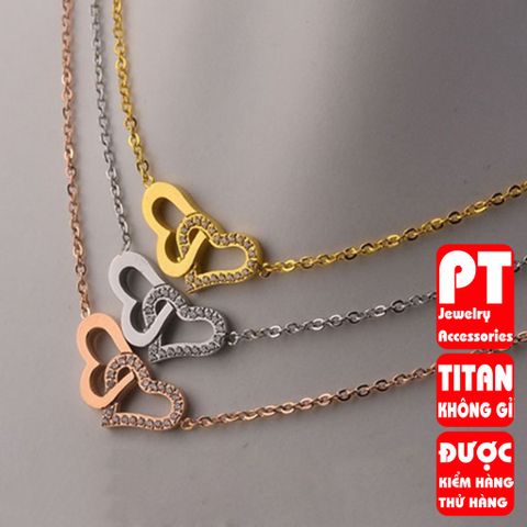 Dây chuyền titan 2 trái tim cao cấp thời trang trangsucpt 400389