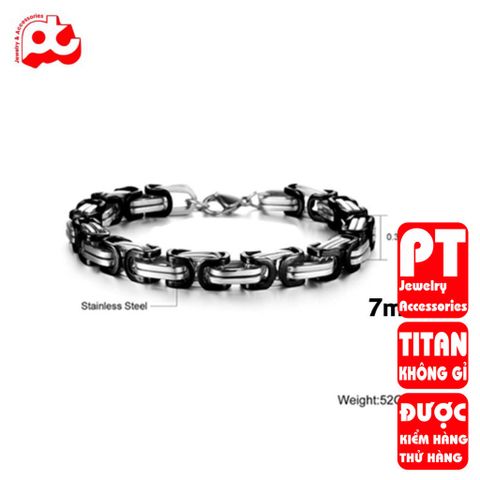 Lắc tay cao cấp titan nam sang trọng inox thép không gỉ ziczac vuông trangsucpt 7mm PTLTNA84 400396