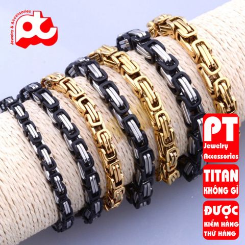 Lắc tay cao cấp titan nam sang trọng inox thép không gỉ ziczac vuông trangsucpt 7mm PTLTNA84 400396