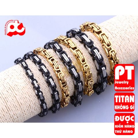 Lắc tay cao cấp titan nam sang trọng inox thép không gỉ ziczac vuông trangsucpt 7mm PTLTNA84 400396