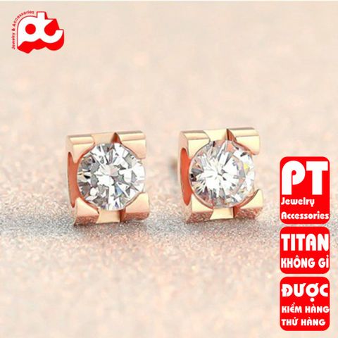 Bông tai nữ titan cao cấp thời trang trangsucpt không đen giá rẻ PTBTNT05 400403