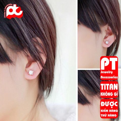 Bông tai nữ titan cao cấp thời trang trangsucpt không đen giá rẻ PTBTNT05 400403