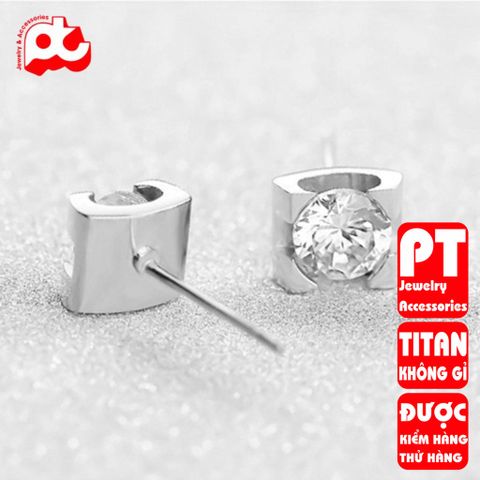 Bông tai nữ titan cao cấp thời trang trangsucpt không đen giá rẻ PTBTNT05 400403
