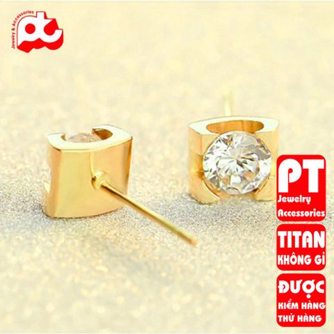 Bông tai nữ titan cao cấp thời trang trangsucpt không đen giá rẻ PTBTNT05 400403