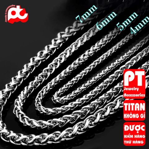 Dây chuyền nam inox rẻ titan thép không gỉ bông dừa trangsucpt 4mm trắng PTDCNA173 400462