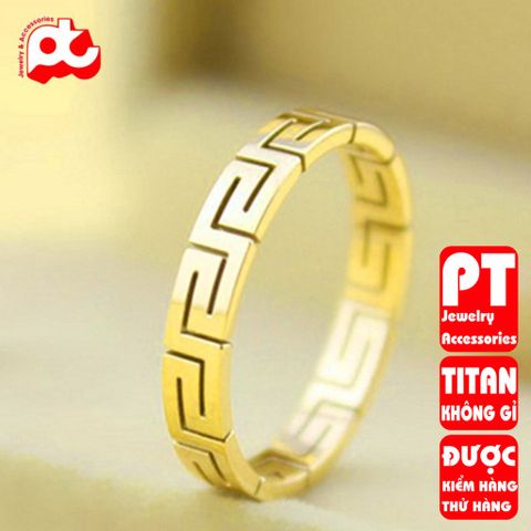 Nhẫn titan nữ vạn lý trường thành cách điệu cao cấp thép không gỉ titanium trangsucpt 400469