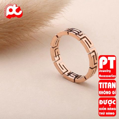 Nhẫn titan nữ vạn lý trường thành cách điệu cao cấp thép không gỉ titanium trangsucpt 400469