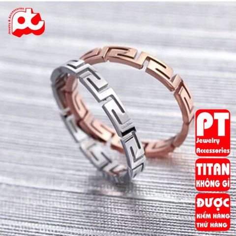 Nhẫn titan nữ vạn lý trường thành cách điệu cao cấp thép không gỉ titanium trangsucpt 400469