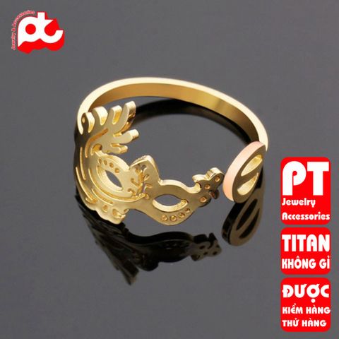 Nhẫn titan nữ freesize mặt nạ cách điệu cao cấp thép không gỉ titanium trangsucpt PTNNUT49 400488