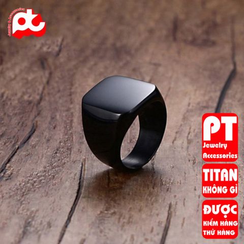 Nhẫn nam titan thời trang mặt trơn vuông to inox cao cấp không gỉ PT Jewelry & Accessories PTNNA25 400489