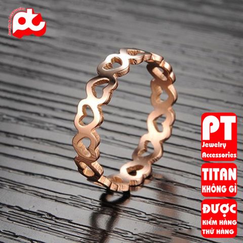 Nhẫn titan nữ trái tim rỗng cách điệu cao cấp thép không gỉ titanium trangsucpt 400493