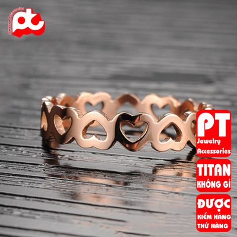 Nhẫn titan nữ trái tim rỗng cách điệu cao cấp thép không gỉ titanium trangsucpt 400493