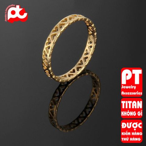 Nhẫn titan nữ trái tim cách điệu cao cấp thép không gỉ titanium trangsucpt 400496