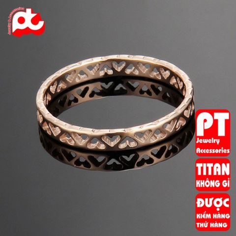 Nhẫn titan nữ trái tim cách điệu cao cấp thép không gỉ titanium trangsucpt 400496