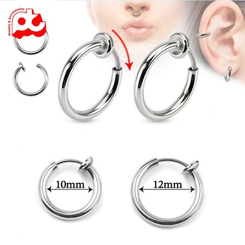 Bông tai nam inox cao cấp 1 chiếc kpop khoen tròn không bấm lỗ tai PT Jewelry & Accessories PTBTNA15 400507