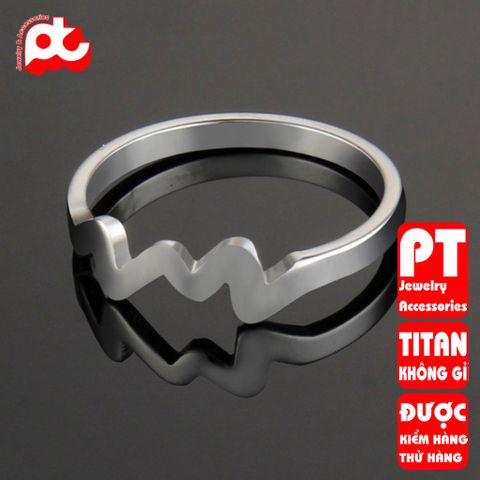 Nhẫn titan nữ nhịp tim cách điệu cao cấp thép không gỉ titanium trangsucpt 400525