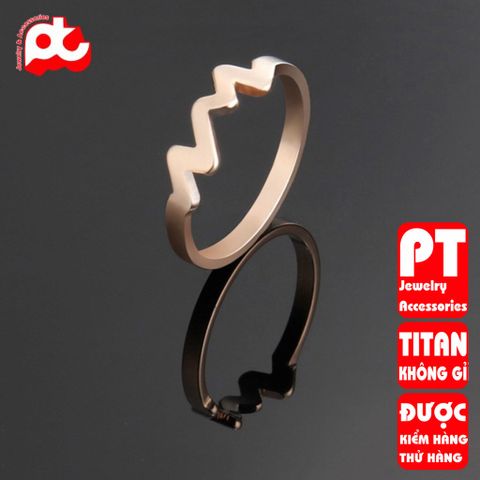 Nhẫn titan nữ nhịp tim cách điệu cao cấp thép không gỉ titanium trangsucpt 400525