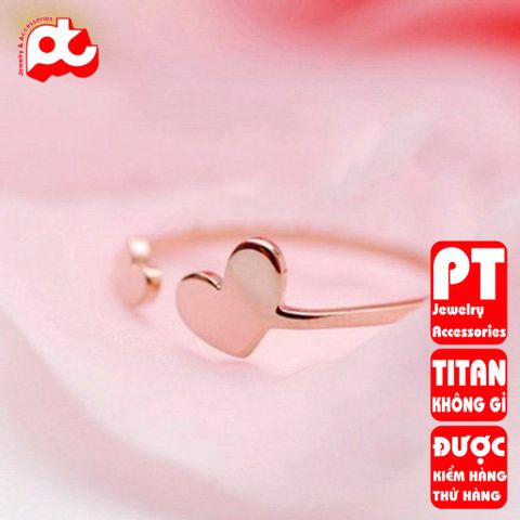 Nhẫn titan nữ freesize trái tim đặc cách điệu thép không gỉ titanium PT Jewelry & Accessories 400527