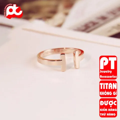 Nhẫn titan nữ freesize T đặc cách điệu cao cấp thép không gỉ titanium trangsucpt 400536