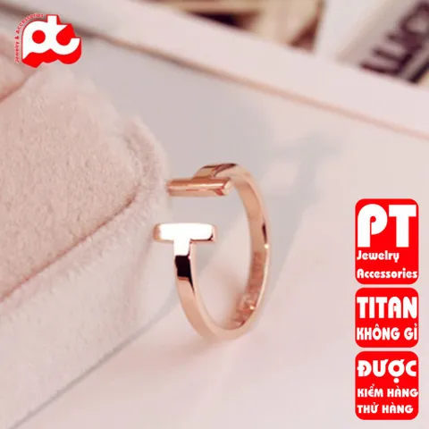 Nhẫn titan nữ freesize T đặc cách điệu cao cấp thép không gỉ titanium trangsucpt 400536