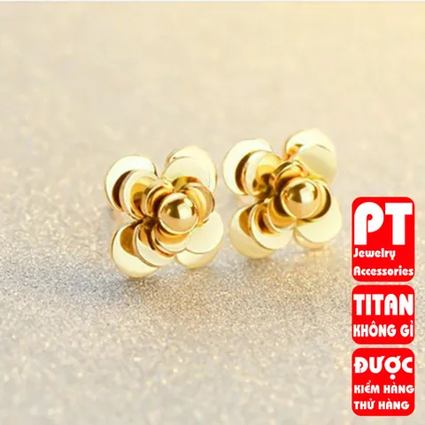 Bông tai titan hoa trà cao cấp thời trang trangsucpt 400540