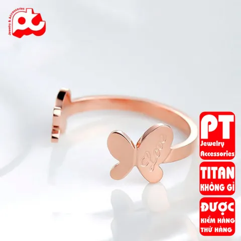 Nhẫn titan nữ freesize bướm cách điệu cao cấp thép không gỉ titanium PT Jewelry & Accessories 400545
