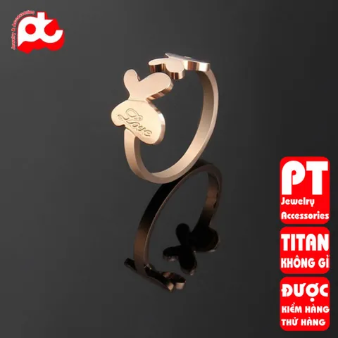 Nhẫn titan nữ freesize bướm cách điệu cao cấp thép không gỉ titanium PT Jewelry & Accessories 400545