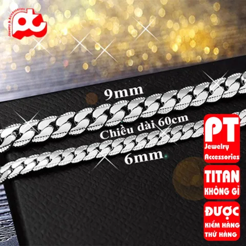 Dây chuyền inox thép không gỉ nam cao cấp lặc khít chạm 2 bên trangsucpt 9mm PTDCNA57 400555