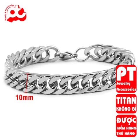 Lắc tay nam titan cao cấp thời trang thép không gỉ lặc kép vuông trangsucpt PTLTNA104 400556
