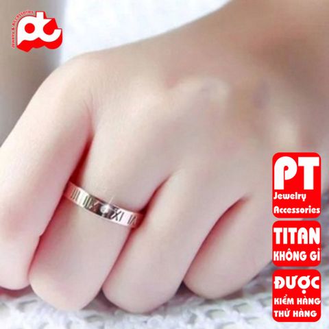 Nhẫn titan nữ số la mã cách điệu cao cấp thép không gỉ titanium trangsucpt 400563
