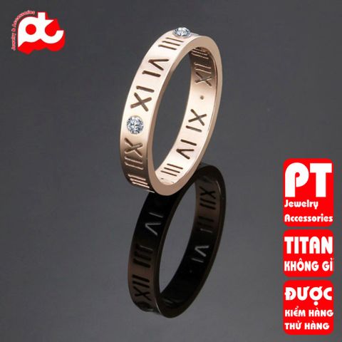 Nhẫn titan nữ số la mã cách điệu cao cấp thép không gỉ titanium trangsucpt 400563