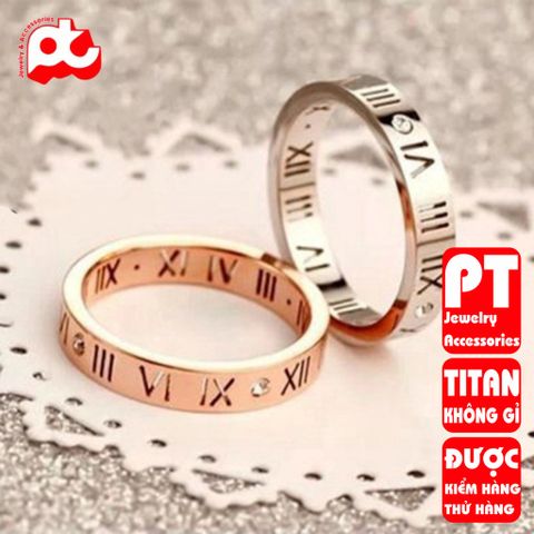 Nhẫn titan nữ số la mã cách điệu cao cấp thép không gỉ titanium trangsucpt 400563