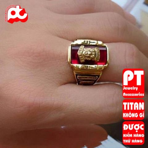 Nhẫn nam cao cấp thời trang inox titan thép không gỉ sư tử 1973 trangsucpt đá đỏ màu PTNNA218 400574