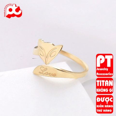 Nhẫn titan nữ freesize cáo love cách điệu cao cấp thép không gỉ titanium trangsucpt 400577