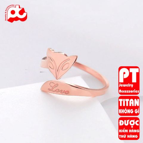 Nhẫn titan nữ freesize cáo love cách điệu cao cấp thép không gỉ titanium trangsucpt 400577