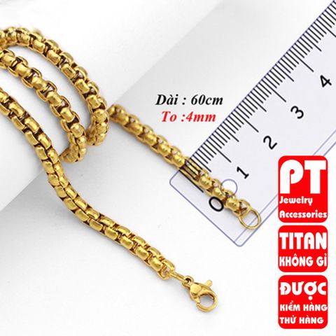 Dây chuyền nam titan cao cấp thép không gỉ bông dừa khít trangsucpt 4mm PTDCNA49 400579