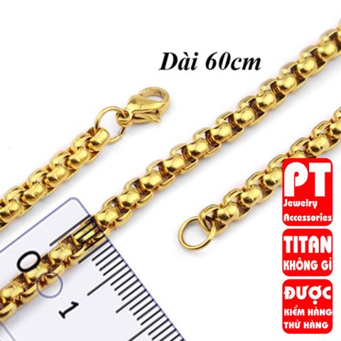 Dây chuyền nam titan cao cấp thép không gỉ bông dừa khít trangsucpt 4mm PTDCNA49 400579