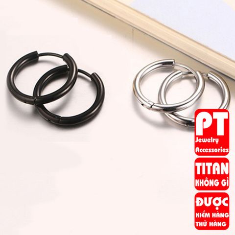 Bông tai titan nam 1 CHIẾC thời trang cao cấp inox thép không gỉ khoen tròn trangsucpt màu PTBTNA156 400580