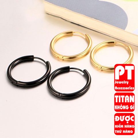 Bông tai titan nam 1 CHIẾC thời trang cao cấp inox thép không gỉ khoen tròn trangsucpt màu PTBTNA156 400580